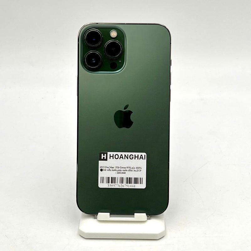 iPhone 13 Pro Max 1TB Xanh Lá 97% pin 100% Máy đã trả hết tiền mạng dùng như Quốc tế Apple (Đã thay pin - Đốm camera 3x, viền,màn xước)  - HH1444