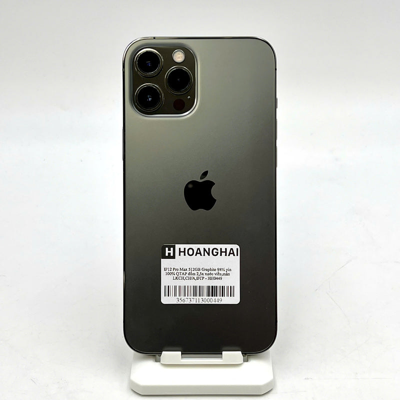 iPhone 12 Pro Max 512GB Đen 98% pin 100%  Quốc tế Apple bản Trung CH/A  (Đã thay pin, thay màn Apple - Đốm camera 2.5x, xước viền) - HH0449