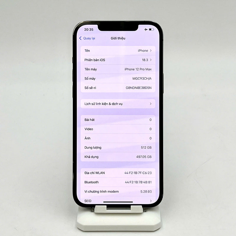 iPhone 12 Pro Max 512GB Đen 98% pin 100%  Quốc tế Apple bản Trung CH/A  (Đã thay pin, thay màn Apple - Đốm camera 2.5x, xước viền) - HH0449