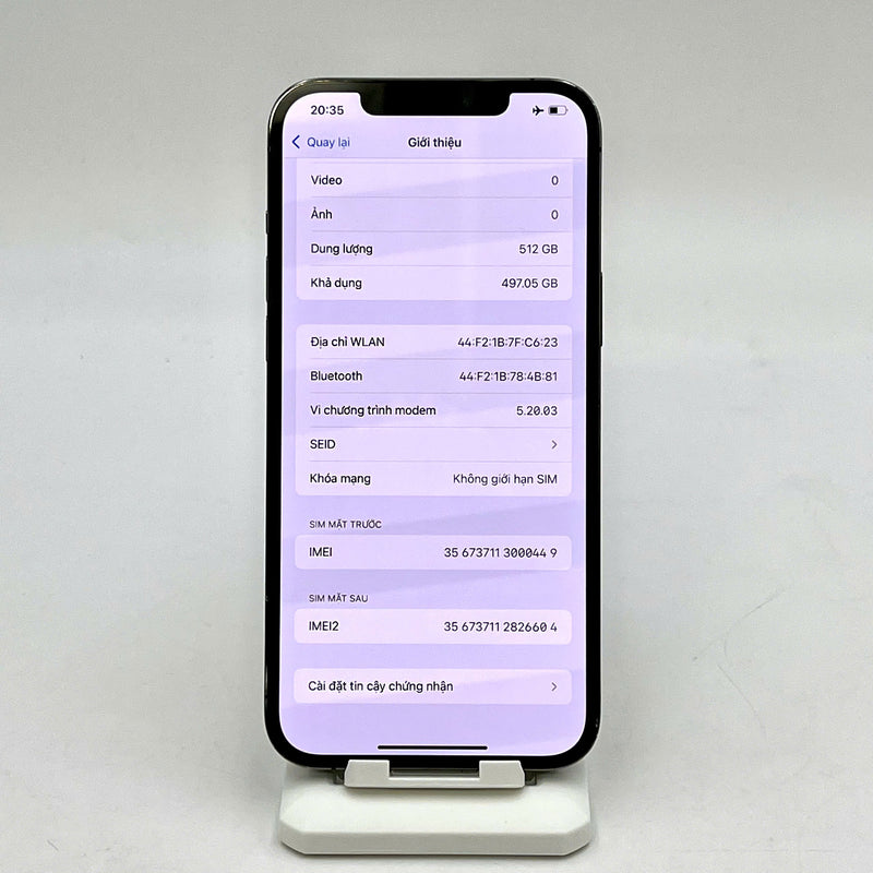 iPhone 12 Pro Max 512GB Đen 98% pin 100%  Quốc tế Apple bản Trung CH/A  (Đã thay pin, thay màn Apple - Đốm camera 2.5x, xước viền) - HH0449