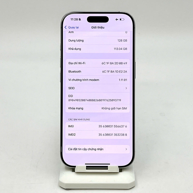 iPhone 16 Pro 128GB Trắng 99% pin 100% Quốc Tế Apple  - HH6376