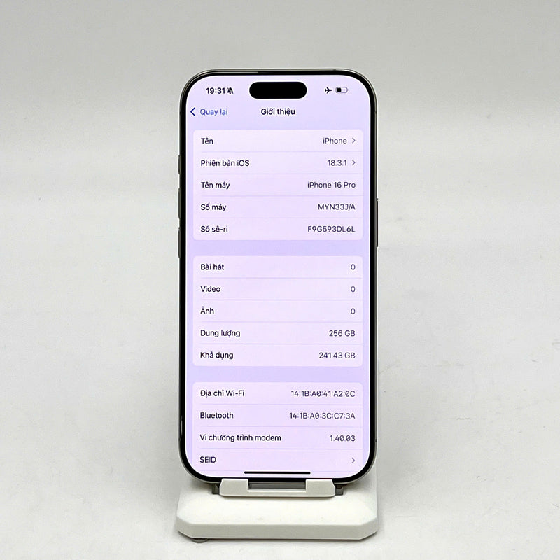 iPhone 16 Pro 256GB Tự nhiên 99% pin 100% Quốc tế từ SB (Không dùng sim SB)  - HH1046