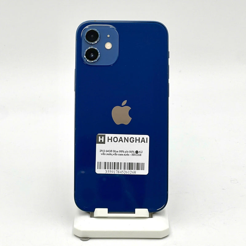 iPhone 12 64GB Xanh Dương 98% pin 86% Máy đã trả hết tiền mạng dùng như Quốc tế Apple (viền xước,viền cam xước) - HH1268