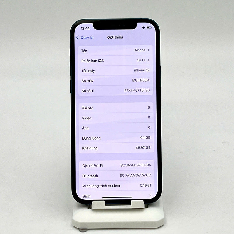 iPhone 12 64GB Xanh Dương 98% pin 86% Máy đã trả hết tiền mạng dùng như Quốc tế Apple (viền xước,viền cam xước) - HH1268