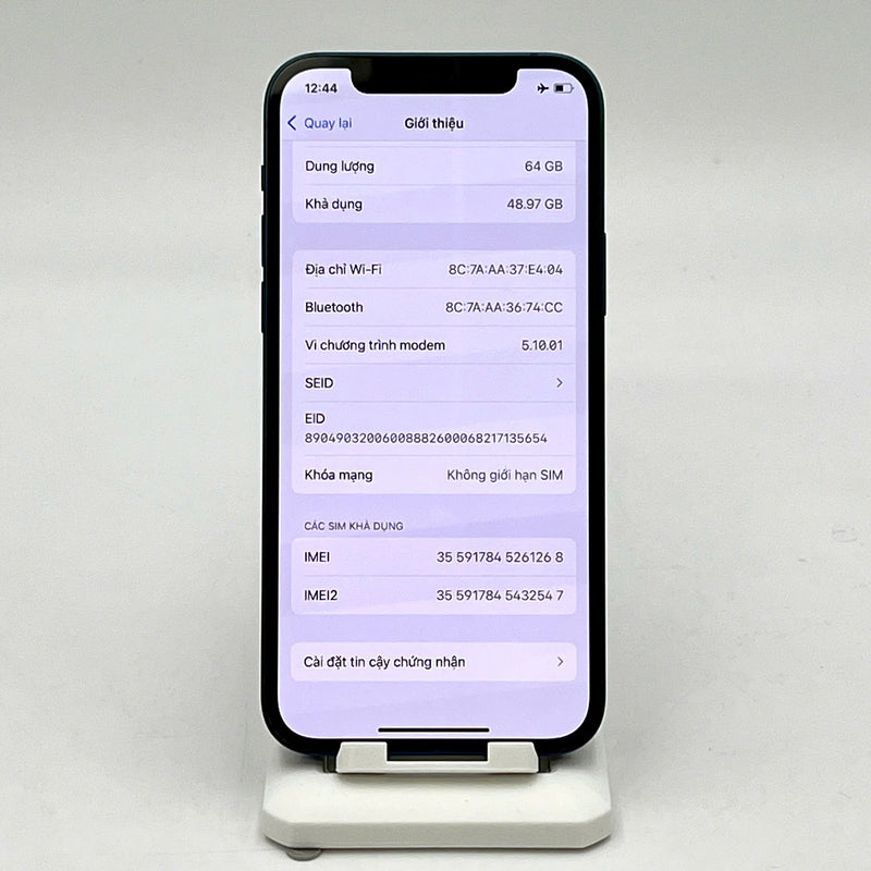 iPhone 12 64GB Xanh Dương 98% pin 86% Máy đã trả hết tiền mạng dùng như Quốc tế Apple (viền xước,viền cam xước) - HH1268