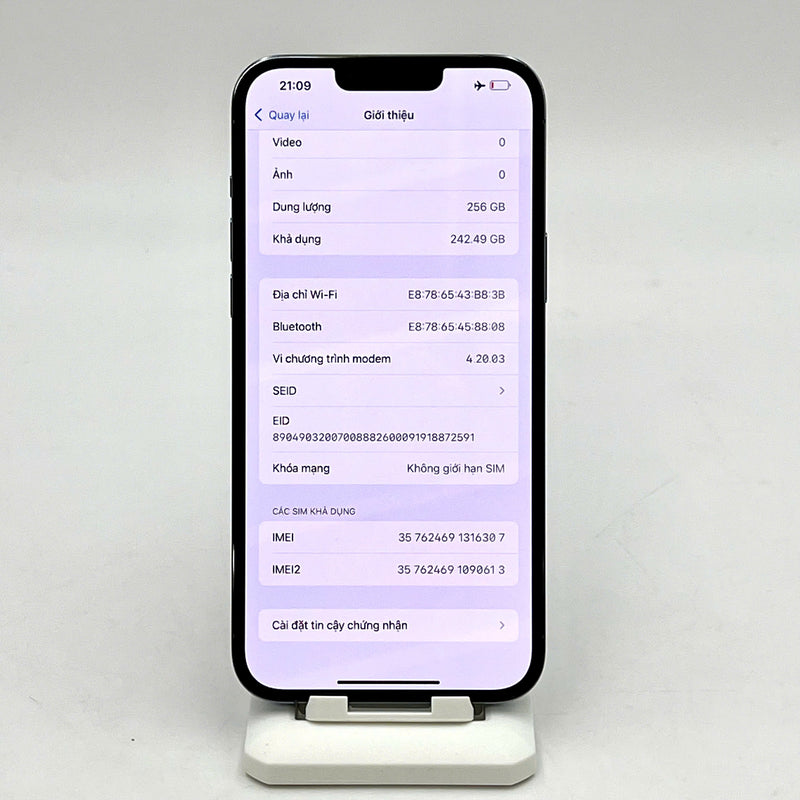iPhone 13 Pro Max 256GB Xanh dương 98% pin 85% Máy đã trả hết tiền mạng dùng như Quốc tế Apple - HH6307