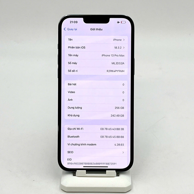 iPhone 13 Pro Max 256GB Xanh dương 98% pin 85% Máy đã trả hết tiền mạng dùng như Quốc tế Apple - HH6307