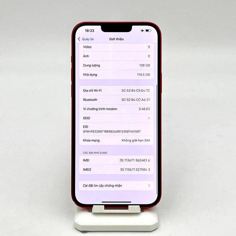 iPhone 14 Plus 128GB Đỏ 98% pin 88% Máy đã trả hết tiền mạng dùng như Quốc tế Apple (xước viền) - HH4036