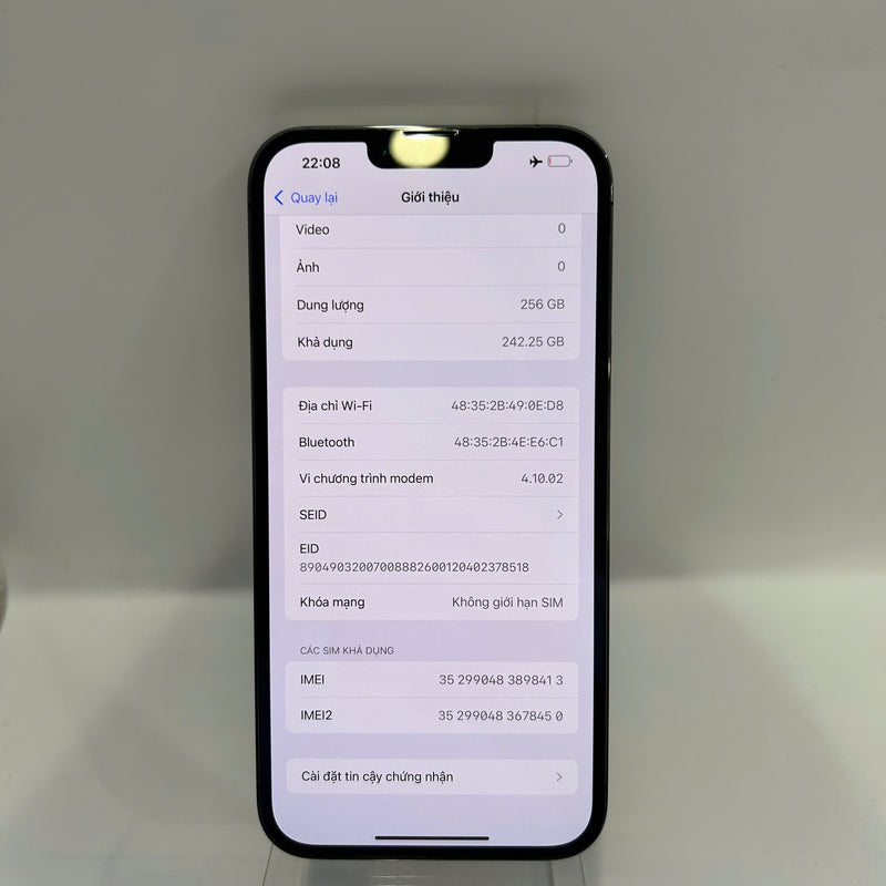 iPhone 13 Pro Max 256GB Đen 98% pin 87% Quốc tế từ SB (Không dùng sim SB - Đốm camera 3x) - HH8413