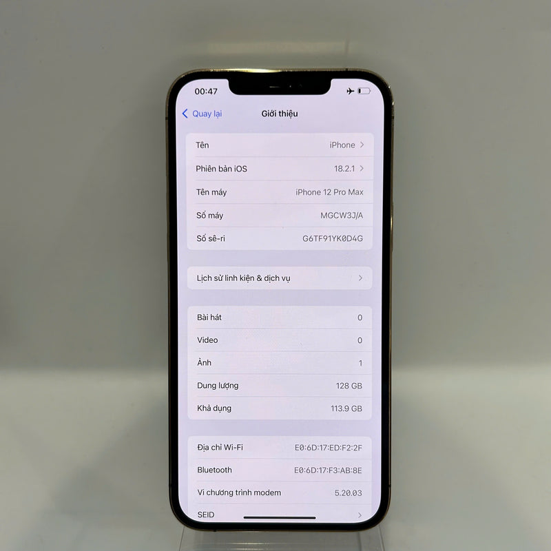 iPhone 12 Pro Max 128GB Vàng 98% pin 89% Máy đã trả hết tiền mạng dùng như Quốc tế Apple pin LKCH,xước viền  - HH7418