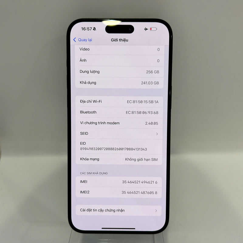 iPhone 15 Pro Max 256GB Xanh Dương 98% pin 88% Máy đã trả hết tiền mạng dùng như Quốc tế Apple (đốm 0.5x) - HH6216
