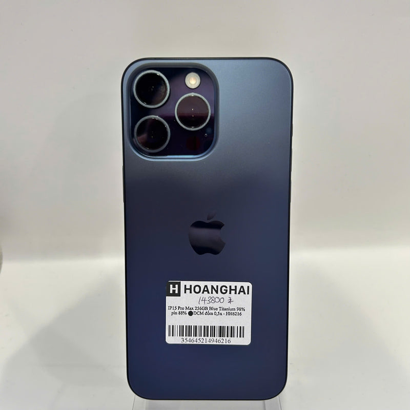 iPhone 15 Pro Max 256GB Xanh Dương 98% pin 88% Máy đã trả hết tiền mạng dùng như Quốc tế Apple (đốm 0.5x) - HH6216