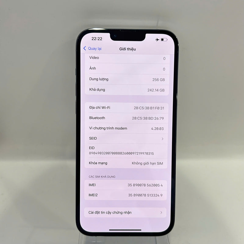 iPhone 13 Pro Max 256GB Xanh Dương 98% pin 87% Máy đã trả hết tiền mạng dùng như Quốc tế Apple (Đốm camera 3x) - HH0054