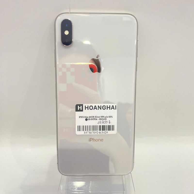 iPhone XS Max 64GB Bạc 98% pin 88%  Máy đã trả hết tiền mạng dùng như Quốc tế Apple (Đã thay pin mới) - HH3429