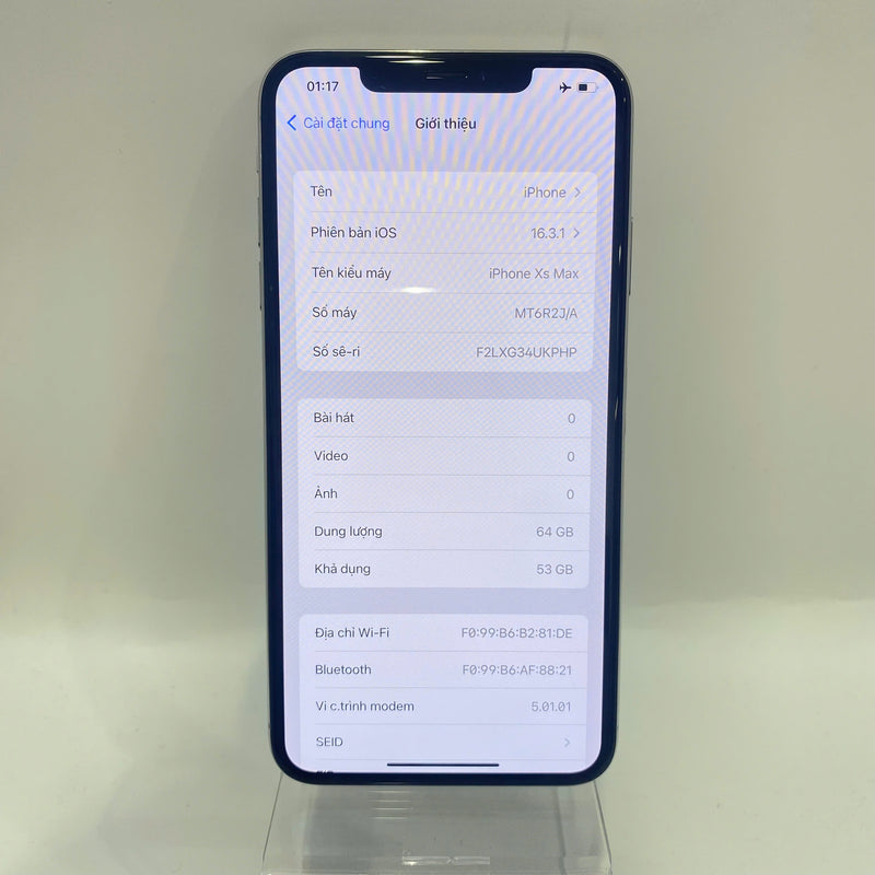 iPhone XS Max 64GB Bạc 98% pin 88%  Máy đã trả hết tiền mạng dùng như Quốc tế Apple (Đã thay pin mới) - HH3429