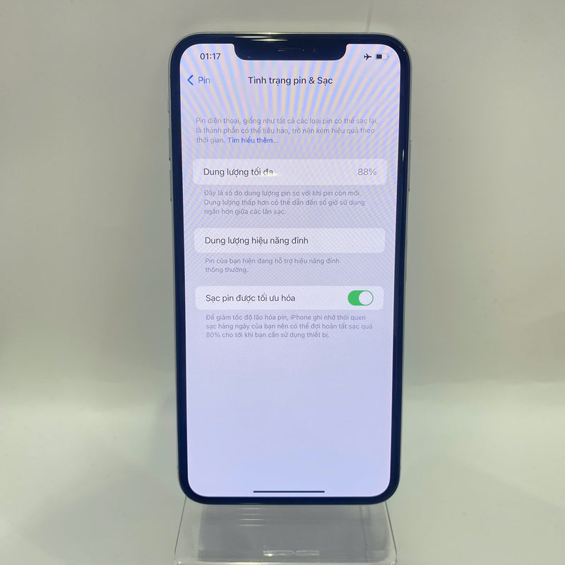 iPhone XS Max 64GB Bạc 98% pin 88%  Máy đã trả hết tiền mạng dùng như Quốc tế Apple (Đã thay pin mới) - HH3429