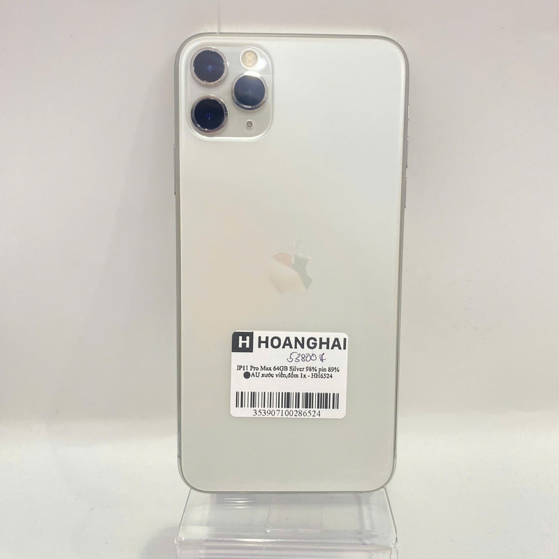 iPhone 11 Pro Max 64GB Bạc 98% pin 89% Máy đã trả hết tiền mạng dùng như Quốc tế Apple (Đốm camera 1x - Xước viền) - HH6524