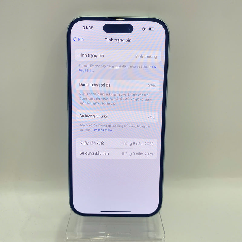 iPhone 15 128GB Xanh Lá 98% pin 93%  Quốc Tế Apple  - HH9619