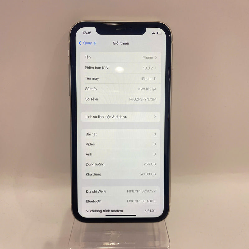 iPhone 11 256GB Trắng 98% pin 87% Quốc Tế Apple (Pin linh kiện chính hãng - Xước viền) - HH4373