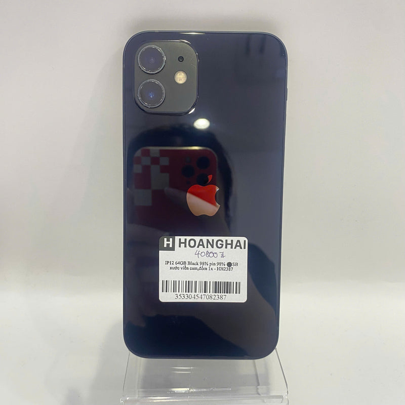 iPhone 12 64GB Đen 98% pin 98%  Máy đã trả hết tiền mạng dùng như Quốc tế Apple (Đốm 1x, xước viền camera)  - HH2387