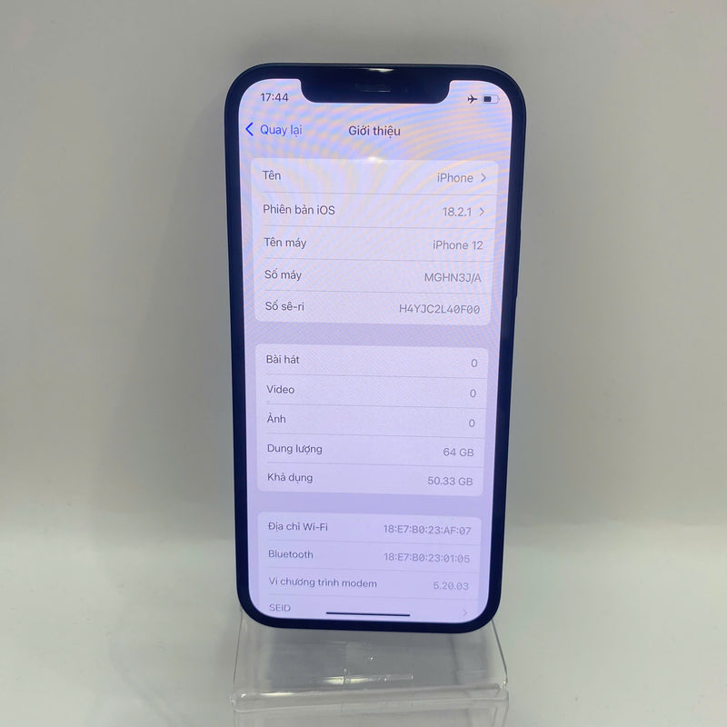 iPhone 12 64GB Đen 98% pin 98%  Máy đã trả hết tiền mạng dùng như Quốc tế Apple (Đốm 1x, xước viền camera)  - HH2387