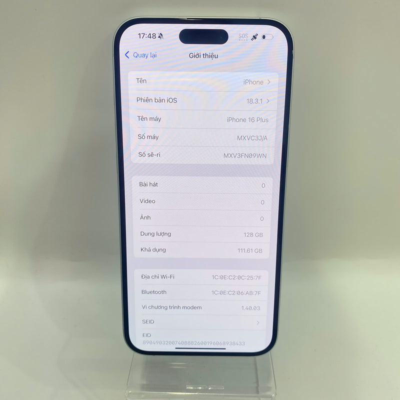 iPhone 16 Plus 128GB Trắng 99% pin 100% Quốc Tế Apple  - HH5353