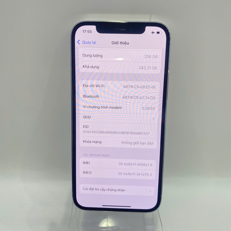 iPhone 12 Pro 256GB Bạc 98% pin 100% Máy đã trả hết tiền mạng dùng như Quốc tế Apple (Sạc 1 lần - Pin linh kiện chính hãng - Xước viền, xước màn) - HH8410