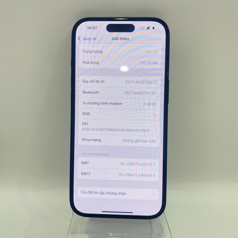 iPhone 15 128GB Đen 99% pin 100% Quốc tế từ SB (Không dùng sim SB - Sạc 11 lần)  - HH7751