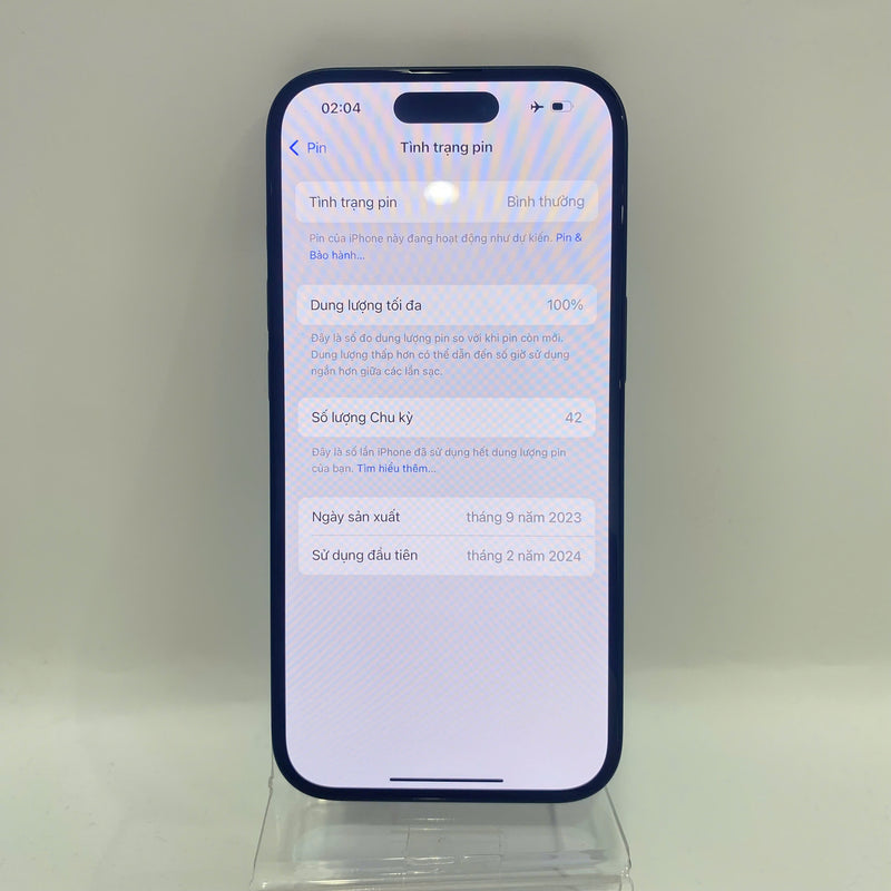 iPhone 15 128GB Đen 98% pin 100% Máy đã trả hết tiền mạng dùng như Quốc tế Apple (xước màn) - HH2032