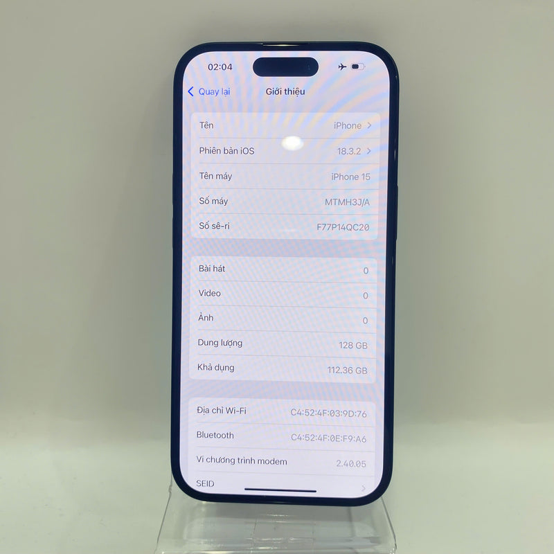 iPhone 15 128GB Đen 98% pin 100% Máy đã trả hết tiền mạng dùng như Quốc tế Apple (xước màn) - HH2032