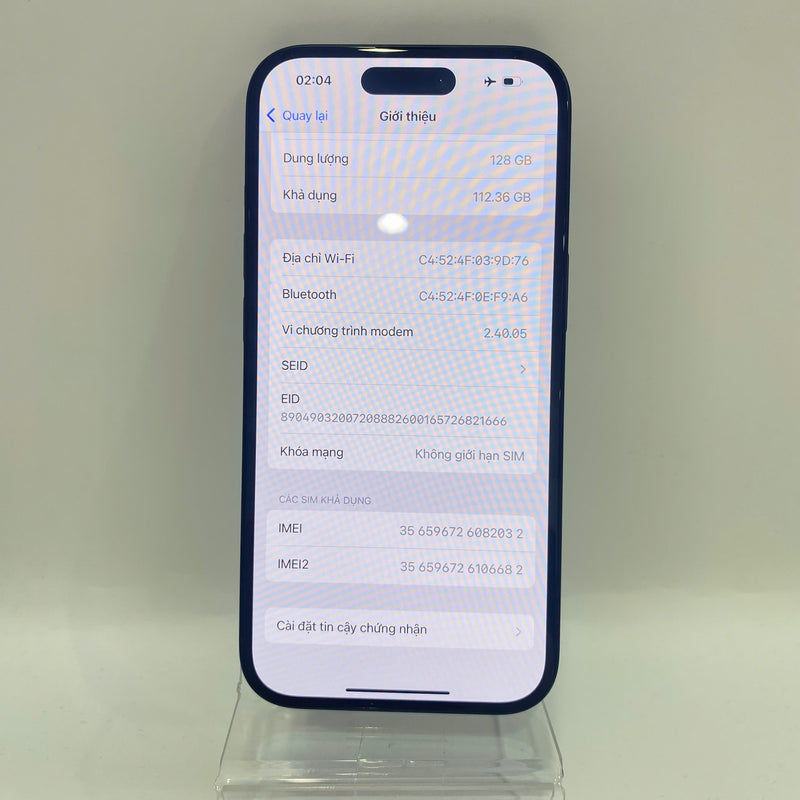 iPhone 15 128GB Đen 98% pin 100% Máy đã trả hết tiền mạng dùng như Quốc tế Apple (xước màn) - HH2032