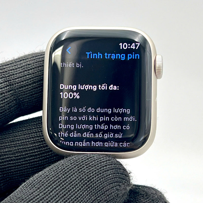 Apple Watch Series 9 41mm 98% GPS Starlight Aluminum Case with Starlight Sport Band (Xước phẩy màn hình)