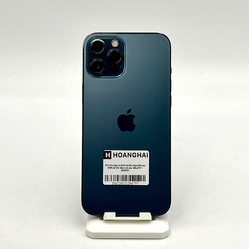 iPhone 12 Pro Max 512GB Xanh Dương 98% pin 100% Quốc Tế Apple (Đã thay pin - Đốm camera 2,5x - Ám viền) - HH6797