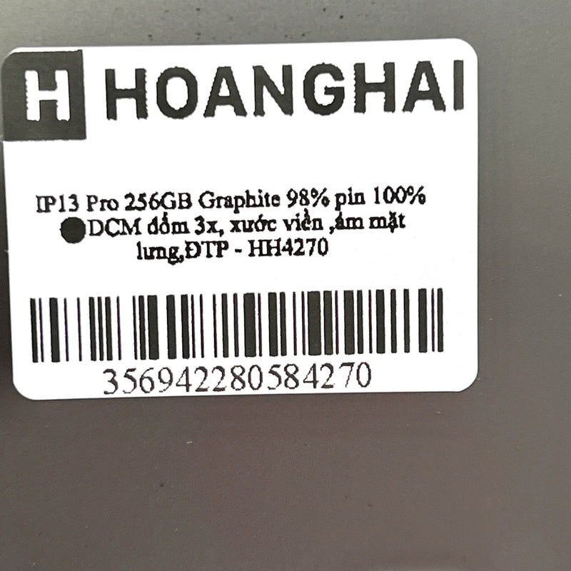 iPhone 13 Pro 256GB Đen 98% pin 100% Máy đã trả hết tiền mạng dùng như Quốc tế Apple (Đã thay pin - Đốm camera 3x, xước viền ,ám mặt lưng) - HH4270