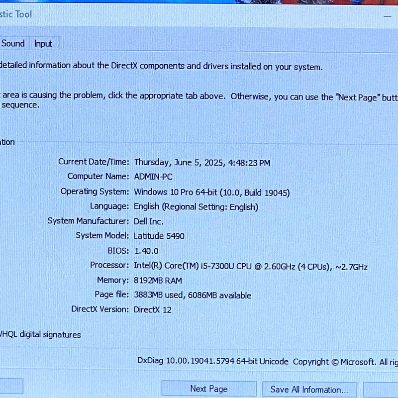 Dell Latitude 5490 13.3in i5-7300U/ RAM 8GB/ SSD 128GB BPTN Likenew