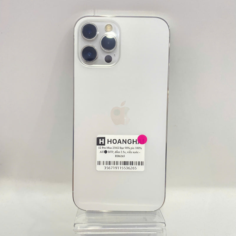iPhone 12 Pro Max 256GB Bạc 98% pin 100% Máy đã trả hết tiền mạng dùng như Quốc tế Apple (Đã thay pin - Đốm camera 2.5x, xước viền) - HH6265