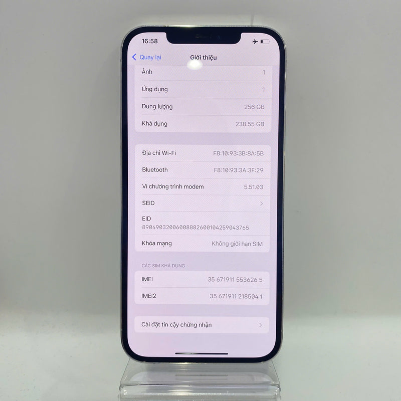 iPhone 12 Pro Max 256GB Bạc 98% pin 100% Máy đã trả hết tiền mạng dùng như Quốc tế Apple (Đã thay pin - Đốm camera 2.5x, xước viền) - HH6265