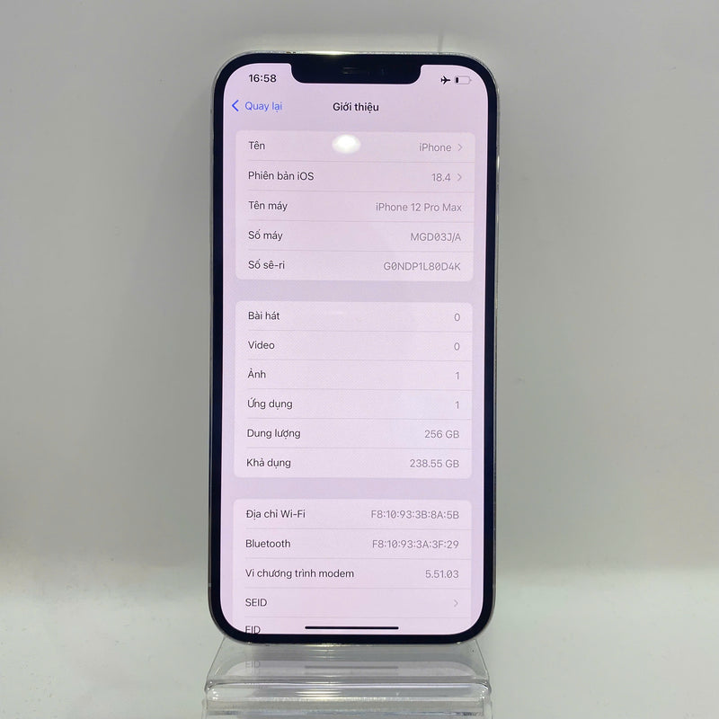 iPhone 12 Pro Max 256GB Bạc 98% pin 100% Máy đã trả hết tiền mạng dùng như Quốc tế Apple (Đã thay pin - Đốm camera 2.5x, xước viền) - HH6265