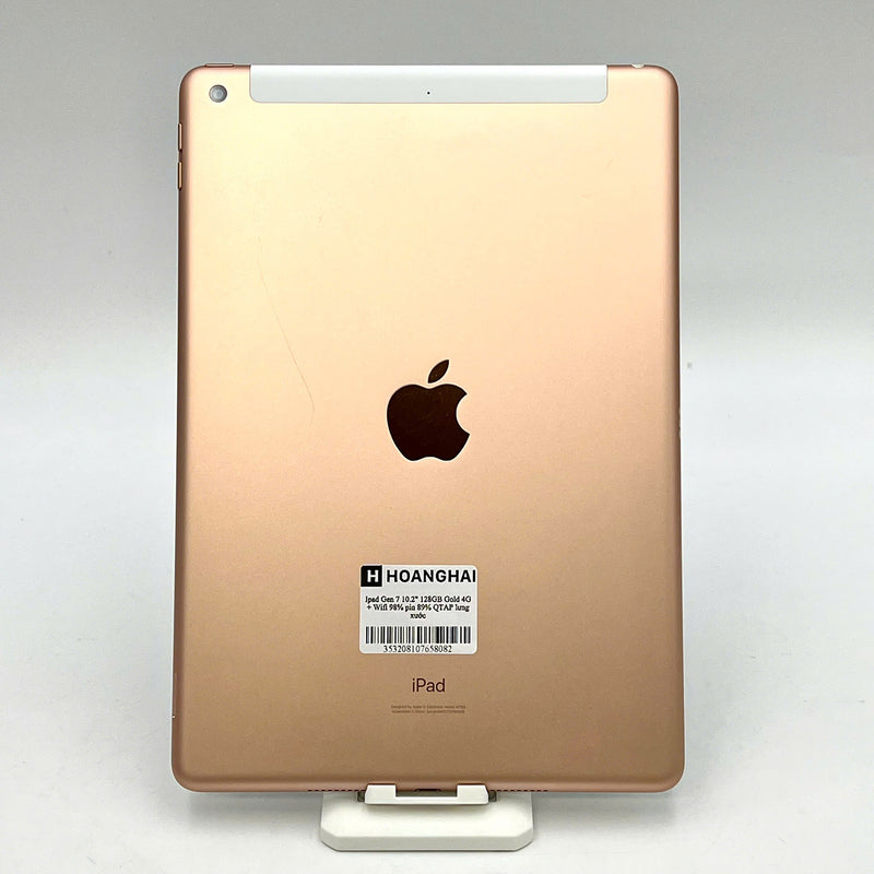 Ipad Gen 7 10.2in Vàng 128GB 4G + Wifi 98% pin 89% Quốc tế từ Apple (Lưng xước)