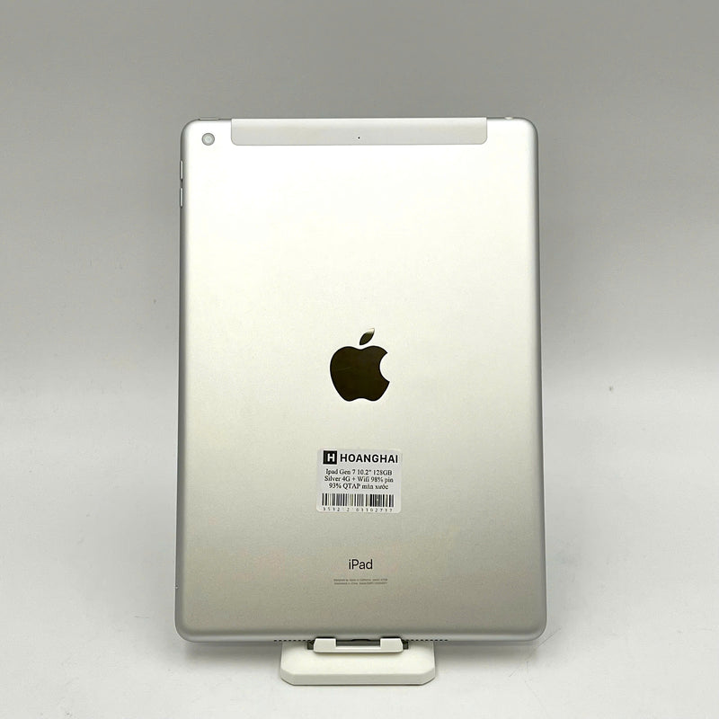 Ipad Gen 7  10.2in Bạc  128GB 4G + Wifi 98% pin từ 90% Quốc tế từ Apple (Màn xước, lưng móp)