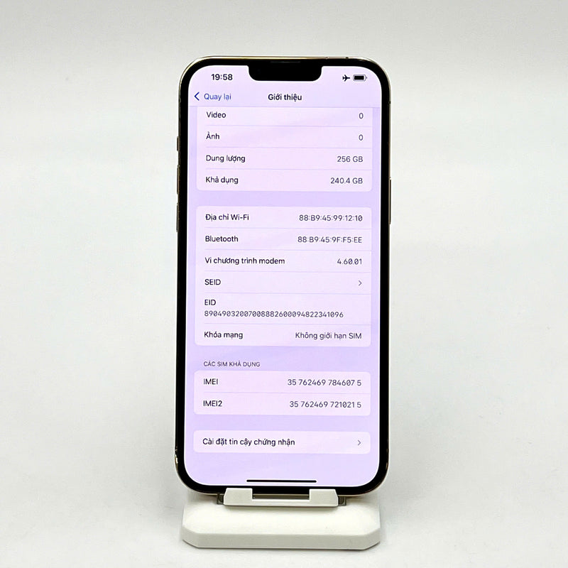 iPhone 13 Pro Max 256GB Vàng 98% pin 100% Quốc tế từ SB (Không dùng sim SB - Đã thay pin, đốm camera 3x, thay chân sạc) - HH6075