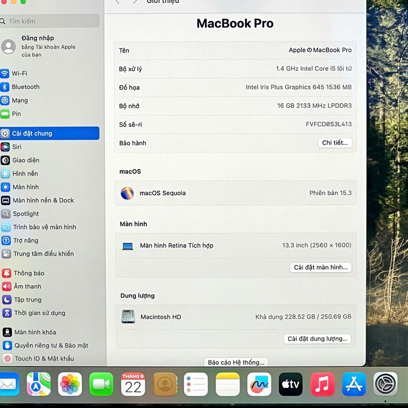 Macbook Pro 2019 13.3in Xám Intel Core i5/RAM 16GB/SSD 256GB BPTN (Sạc 1 lần - Đã thay pin)
