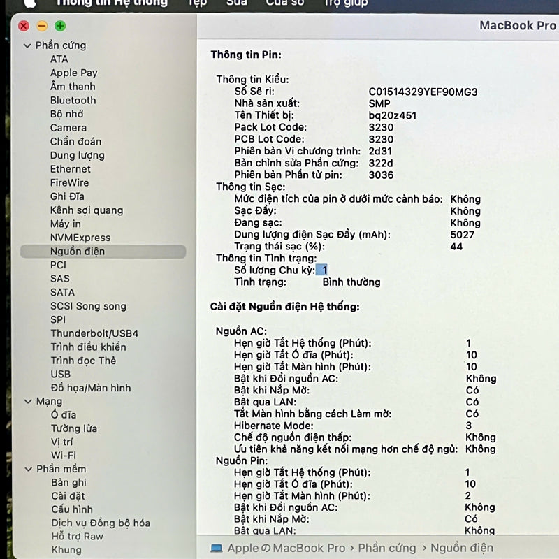 Macbook Pro 2019 13.3in Xám Intel Core i5/RAM 16GB/SSD 256GB BPTN (Sạc 1 lần - Đã thay pin)