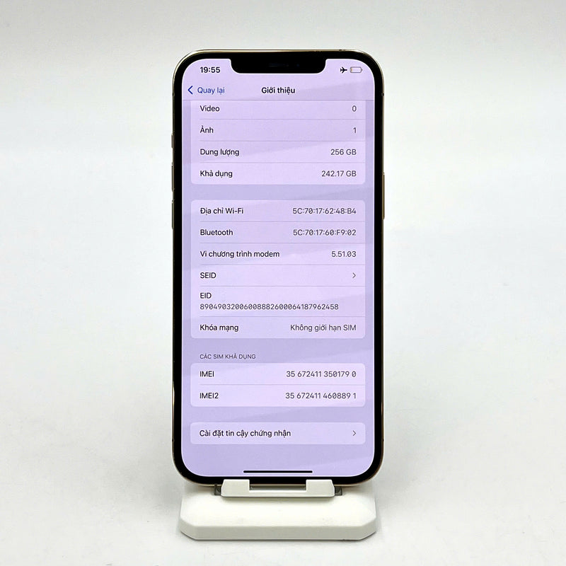 iPhone 12 Pro Max 256GB Vàng 98% pin 86%  Máy đã trả hết tiền mạng dùng như Quốc tế Apple  - HH1790