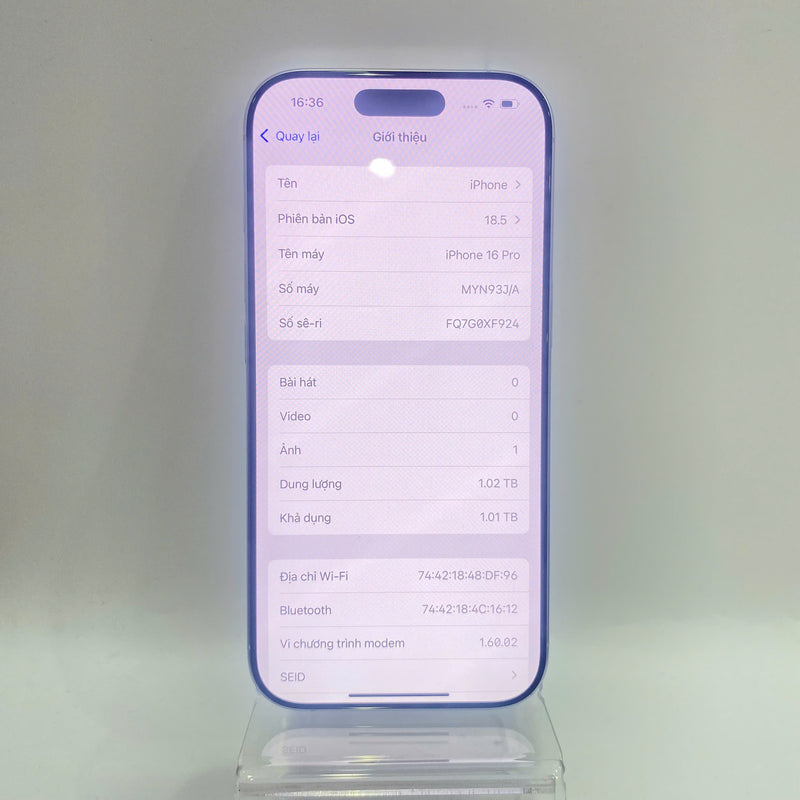 iPhone 16 Pro 1TB Trắng 98% pin 97% Quốc tế Apple (xước màn) - HH0913