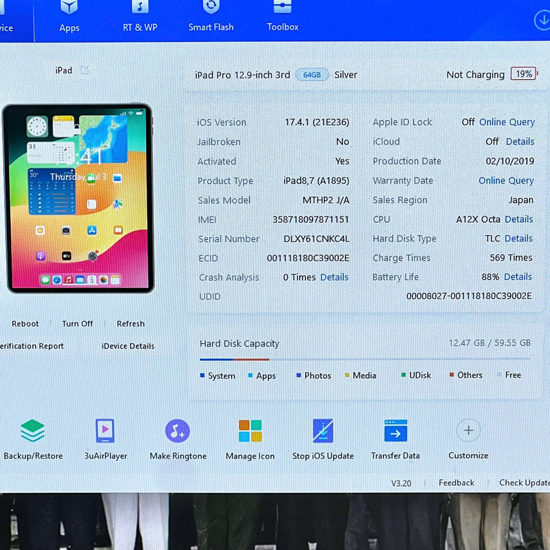 iPad Pro 2018 12.9in 64GB Bạc 5G + Wifi 98% pin 88% Từ AU (viền xước,mặt lưng xước)