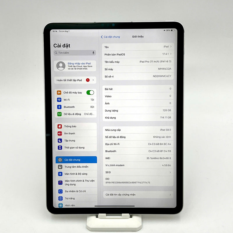 iPad Pro 2021 11in 128GB Bạc 5G + Wifi 98% pin từ 95% Từ SB (màn xước, sứt viền)