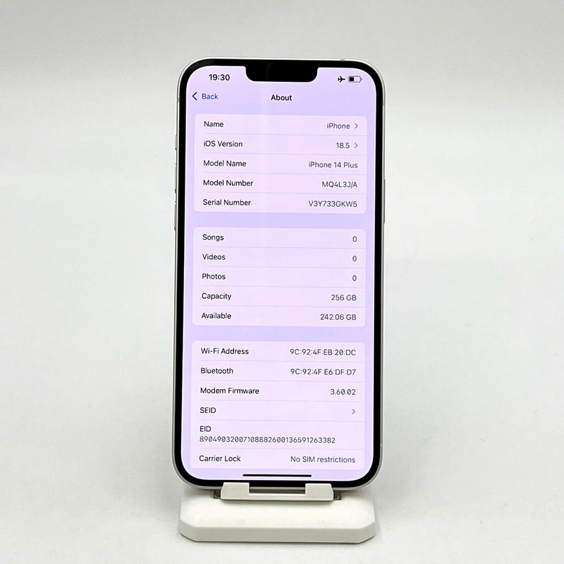 iPhone 14 Plus 256GB Trắng 98% pin 100% Quốc tế từ DCM (Không dùng sim DCM - Đã thay pin) - HH9213