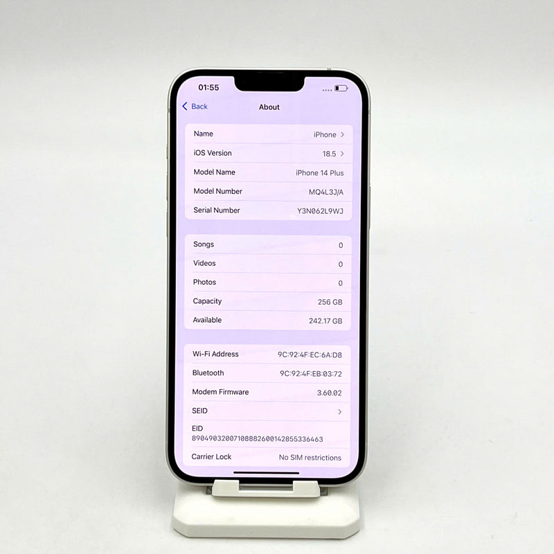 iPhone 14 Plus 256GB Trắng 98% pin 100% Quốc tế từ AU (Không dùng sim AU - Đã thay pin, viền cam) - HH2682