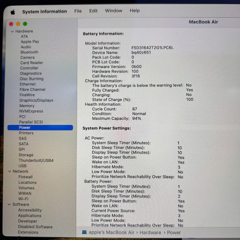 Macbook Air 2023 15.3in Đen Apple M2/ RAM 8GB/ SSD 256GB 98% Pin 94% BPΤN (Sạc 87 lần)